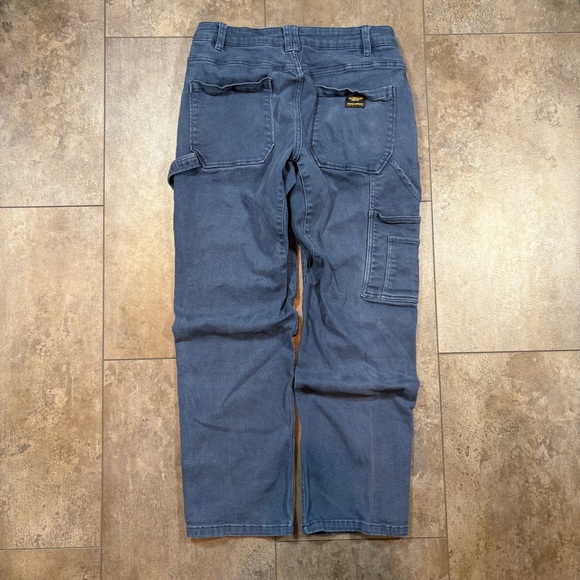 CAT Double Knee Navy Blue Carpenter Workwear Straight Leg Cargo Pants - Picture 2 of 5